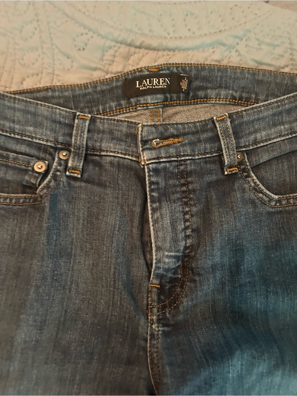 Lauren Ralph Lauren Medium Blue Denim Jeans with Contrast Stitching